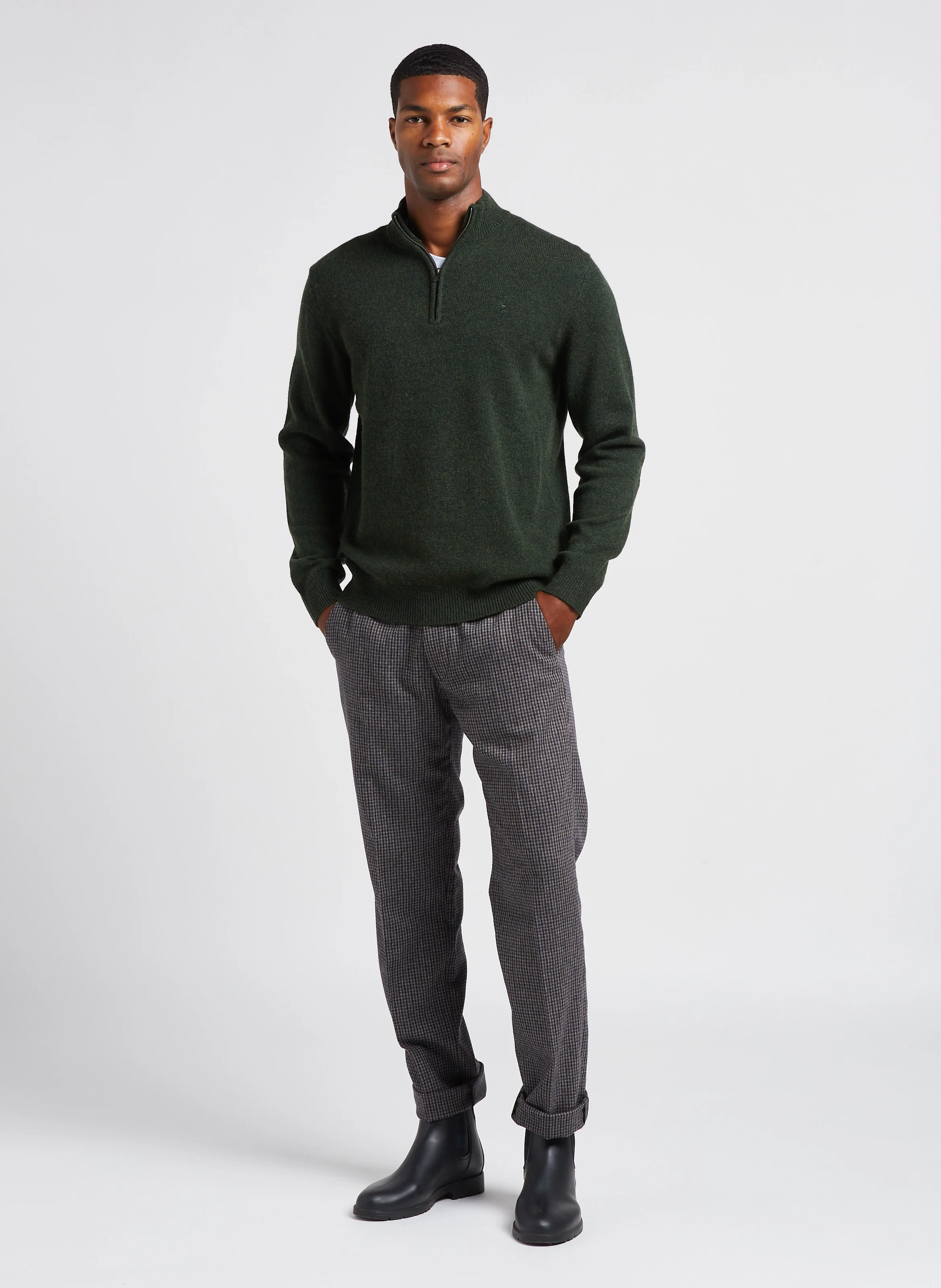 Pantalon droit en laine mélangée | Gris