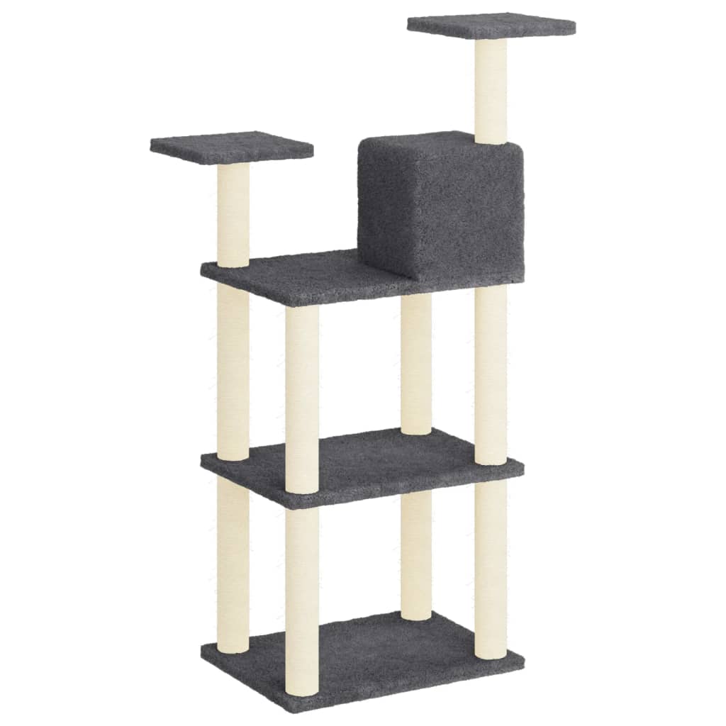 Arranhador para gatos vidaXL com postes de sisal cinza escuro