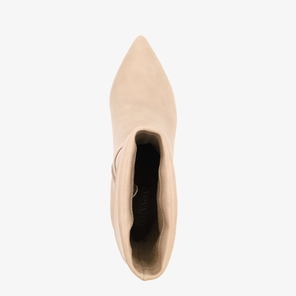 Nova dames enkellaarsjes met hak beige