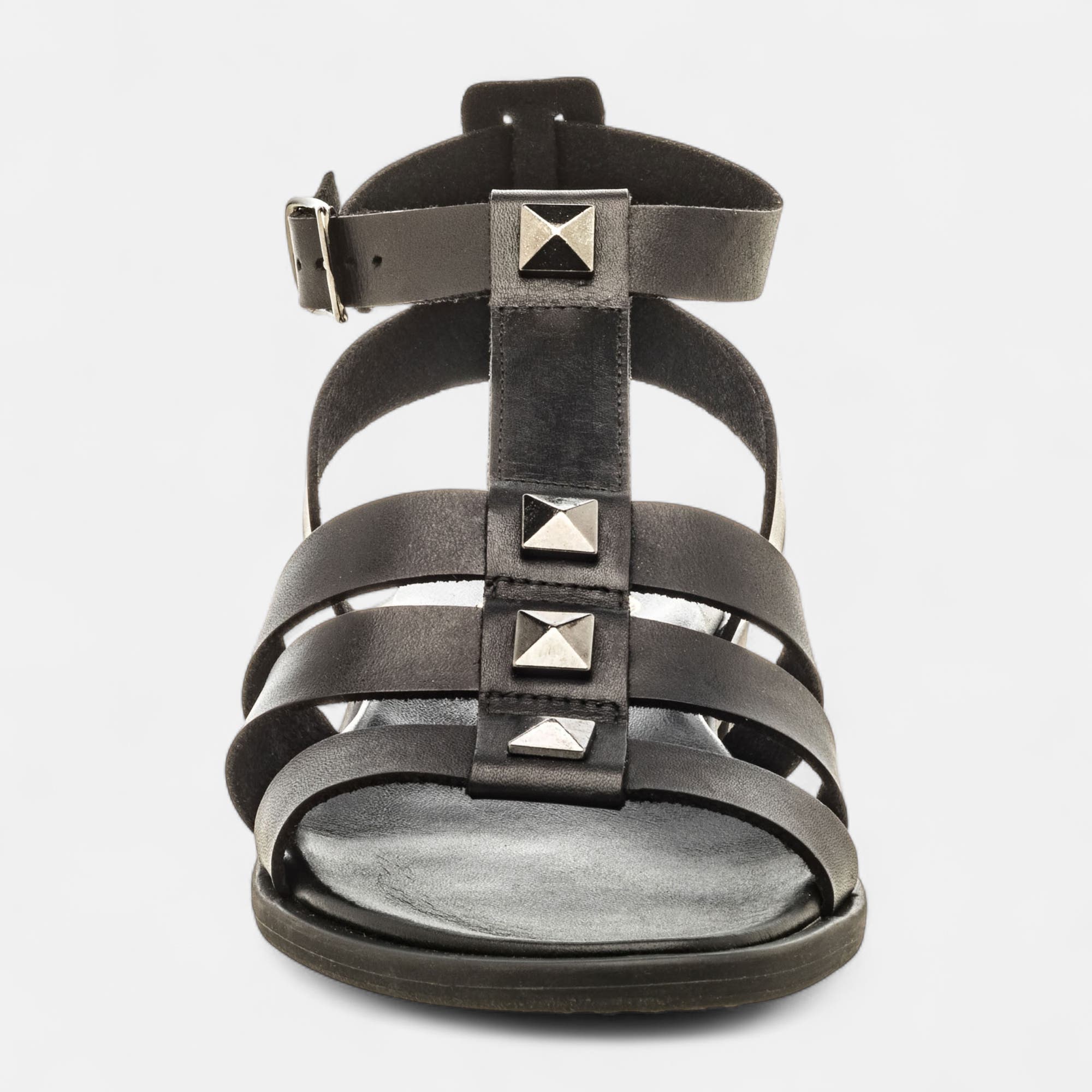 Nu-pieds Femme en cuir noir