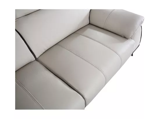 Canapé 3 places Cuir ELLIE Beige - Angle Droit