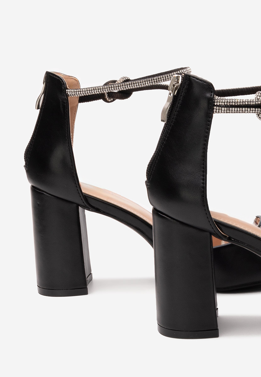 Chaussures élégantes à talon épais noirs Analy