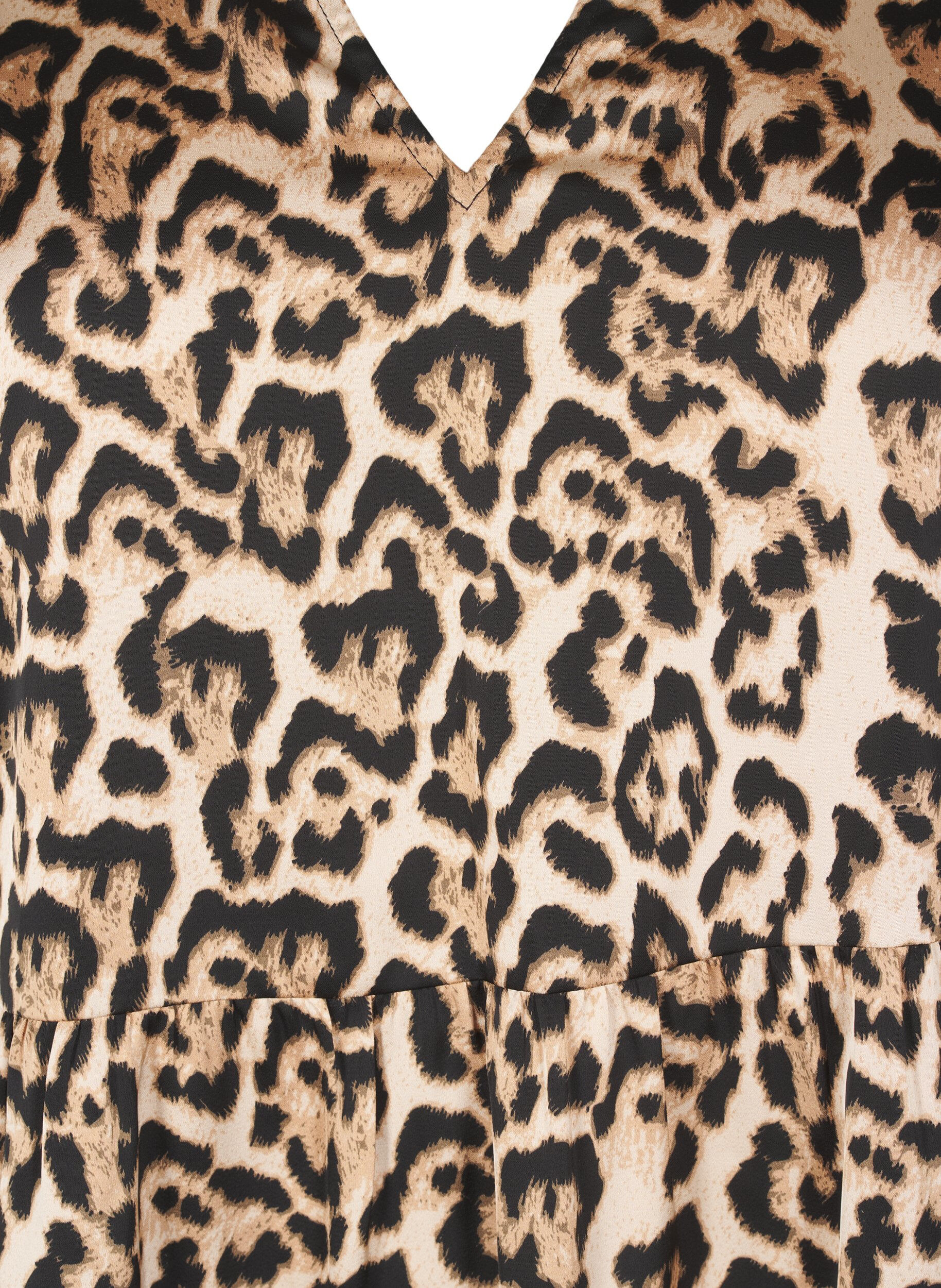 Tunika med leopardprint og lange ærmer