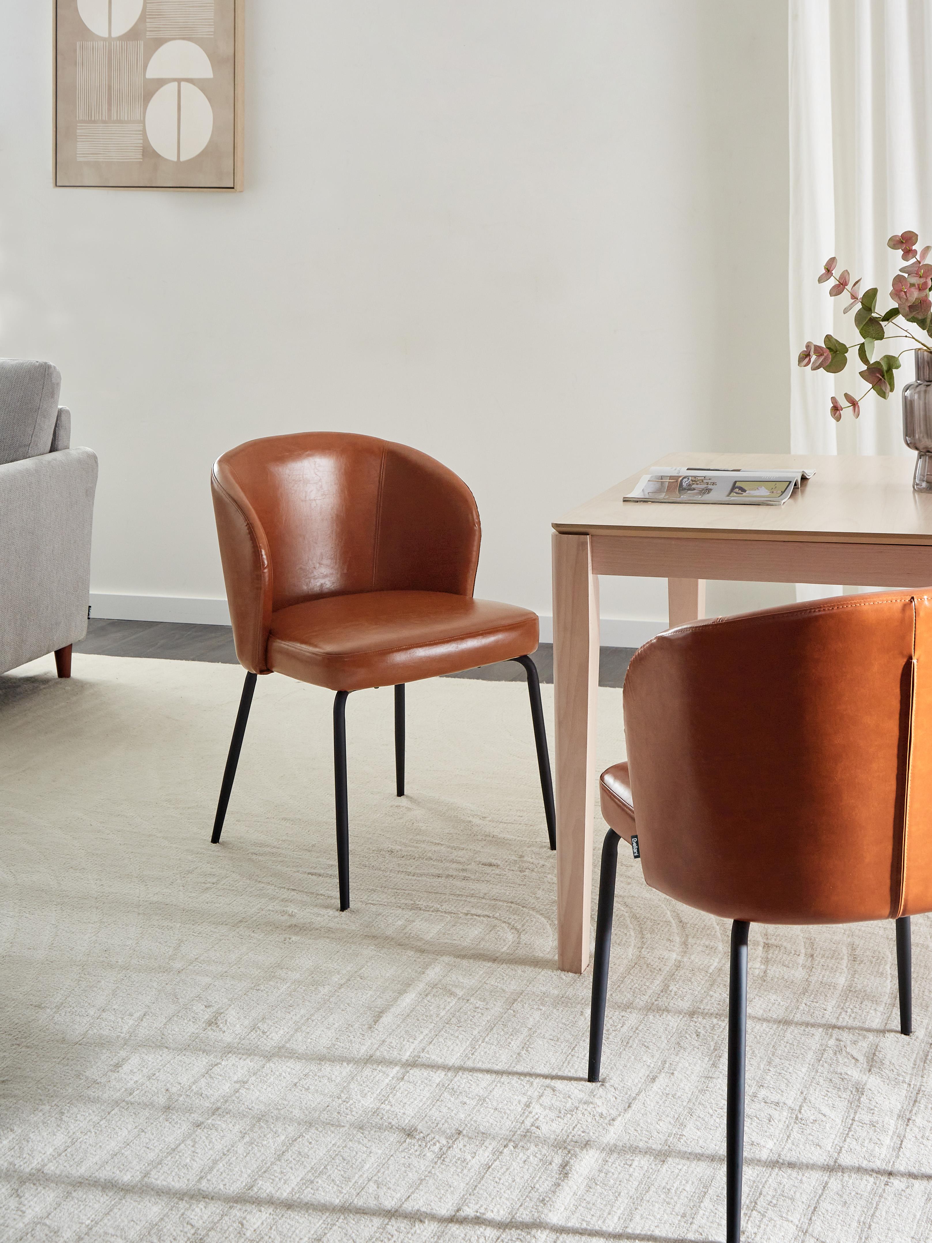 Set van 2 eetkamerstoelen ZANA Kunstleer Goudbruin