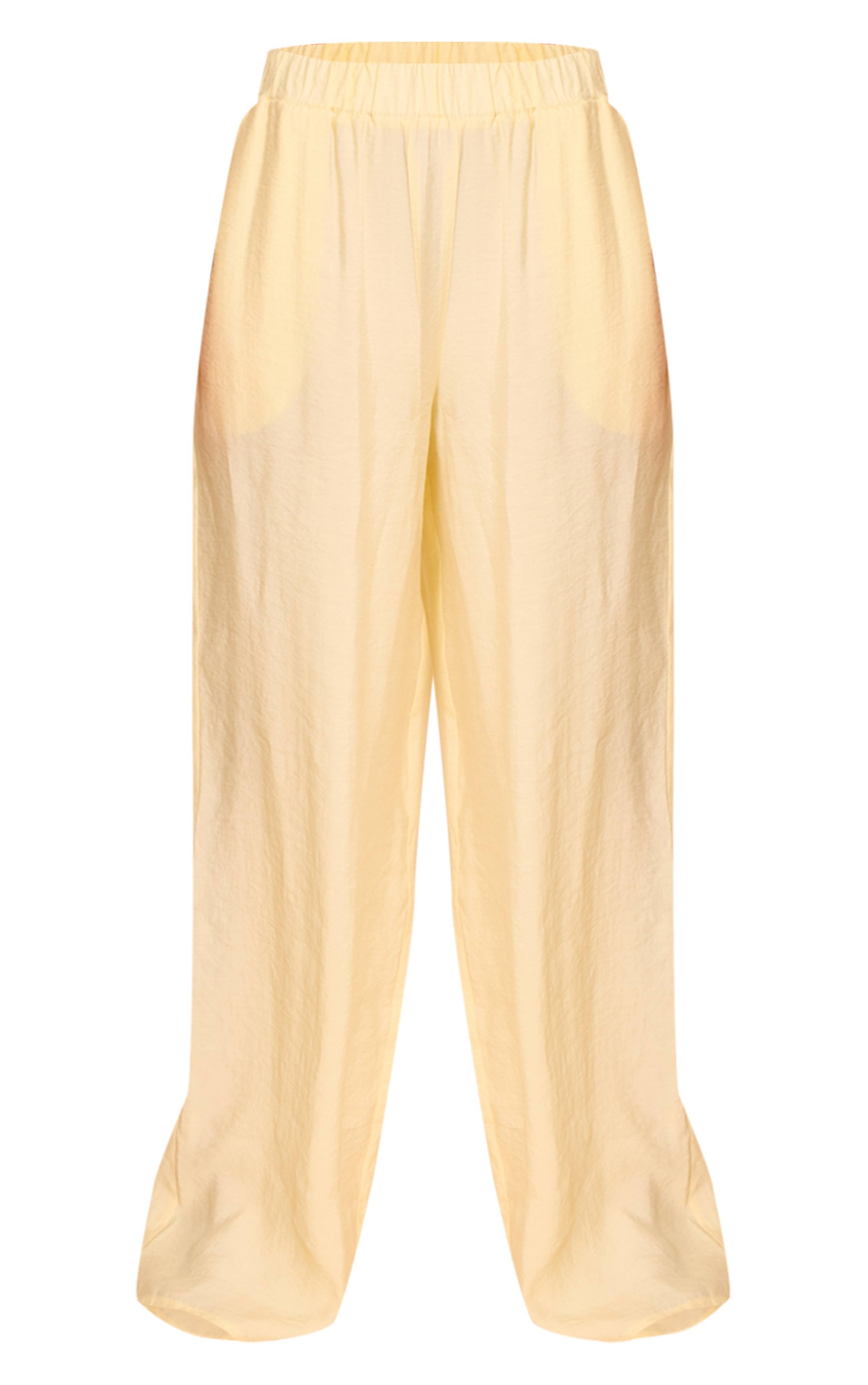 Pale Yellow Pantalon Droit Tissé