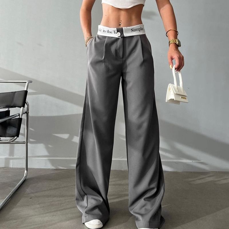 Sosana - Wijde broek met hoge taille en lettersprint