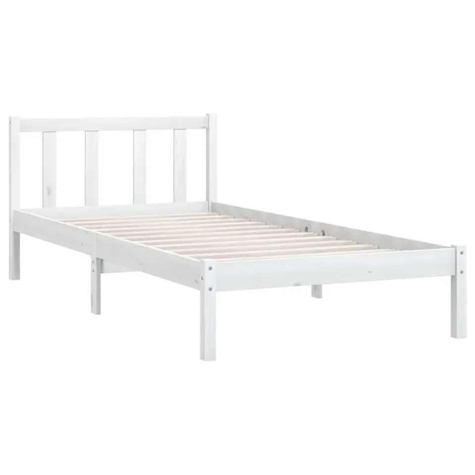 vidaXL - Bed frame met hoofdeinde - Wit - Massief grenenhout - 90x200 cm