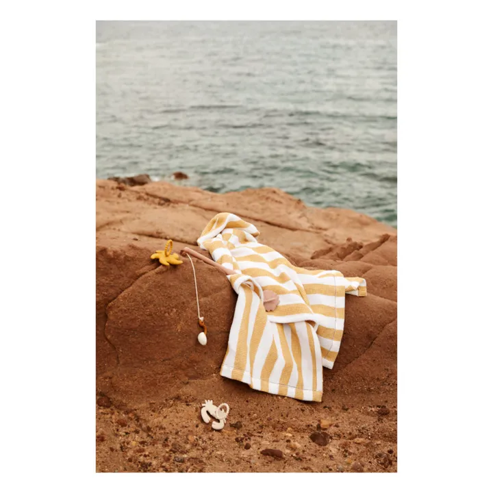 Liewood Poncho Paco en coton bio | Stripe White/Yellow mellow