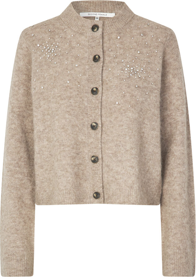 Second Female Sparkling Alpaca Blend Knit Cardigan Roasted cashew