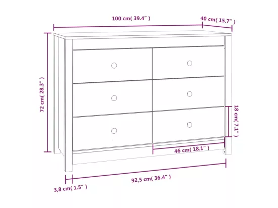 Armoire latérale 100x40x72 cm Bois de pin massif