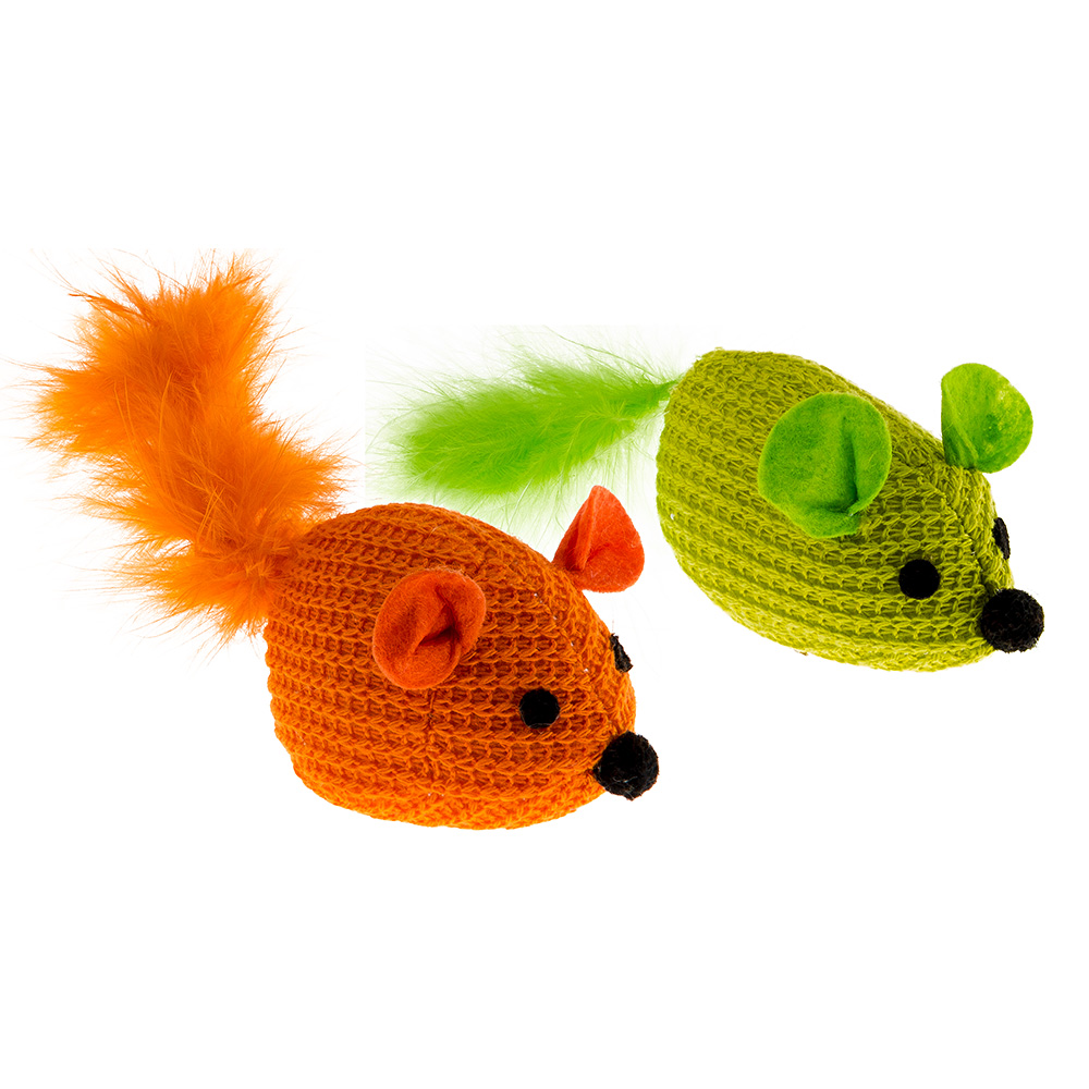Jouet pour chats pa 5414, petite souris en polyester avec doux plumes