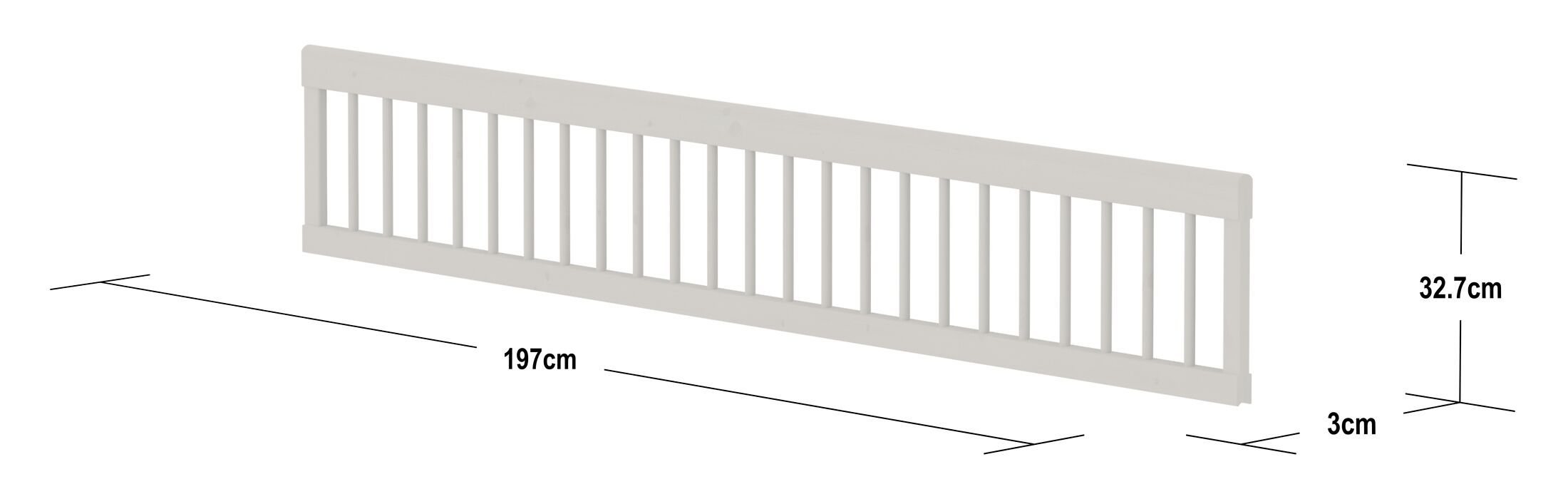 Flexa CLASSIC Absturzsicherung 1/1 - Grau / B: 198.0 cm x T: 3.0 cm x H: 33.0 cm