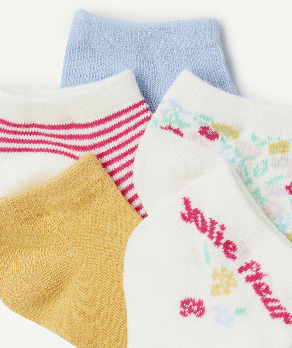 lot de 5 paires de socquettes fille avec imprimés fleurs et rayures