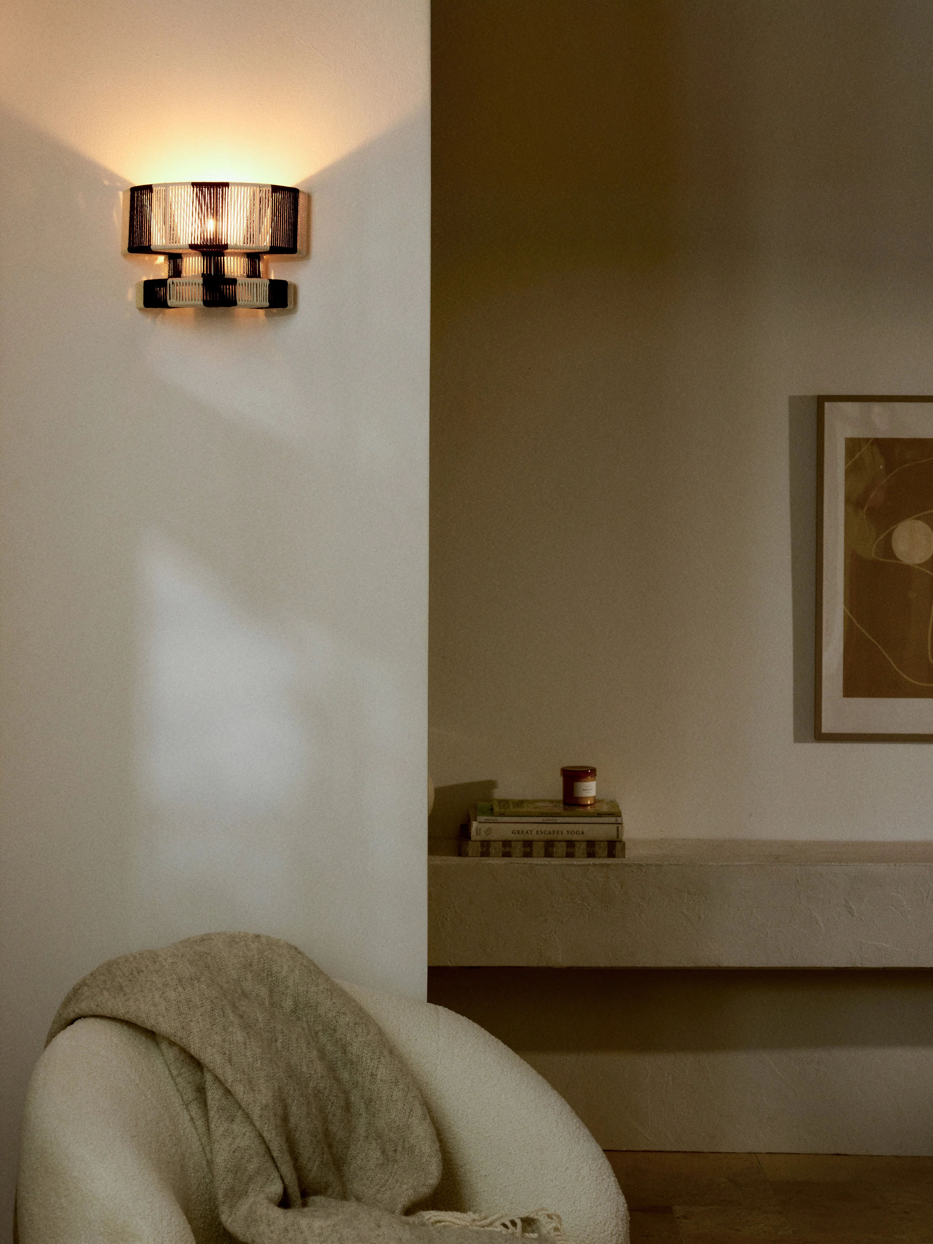 Grote wandlamp Lace van linnen draad