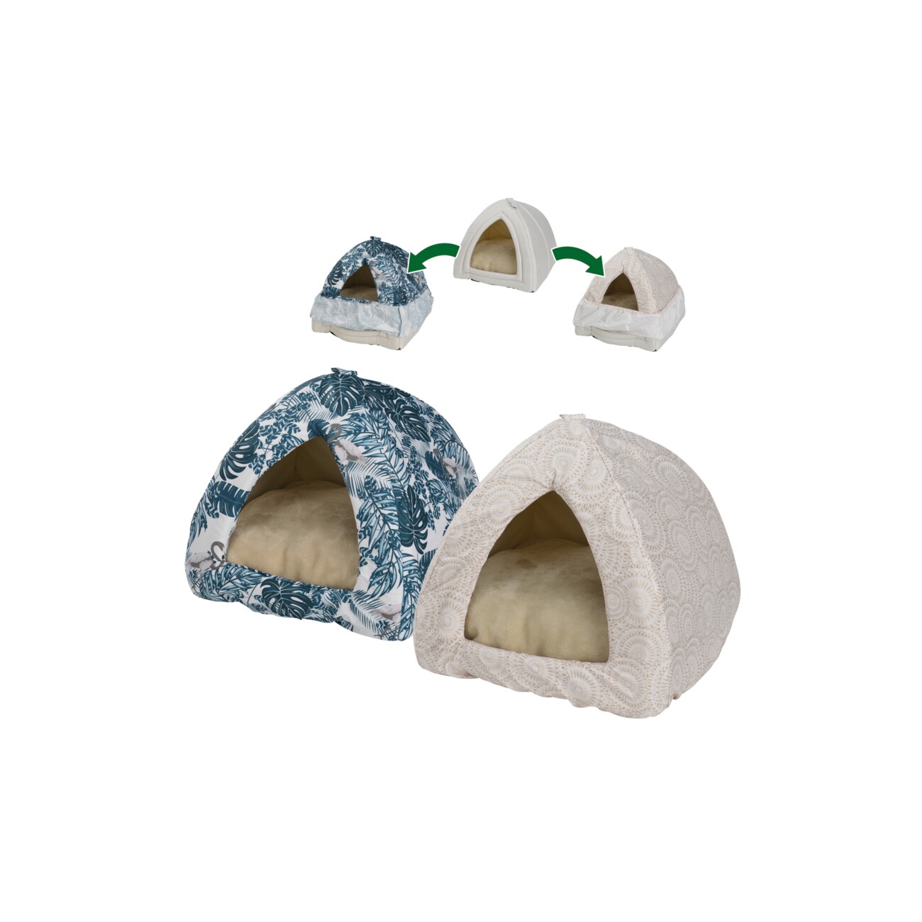 FIT+FUN FIT FUN Ersatzbezüge für Katzenhöhle blau/beige