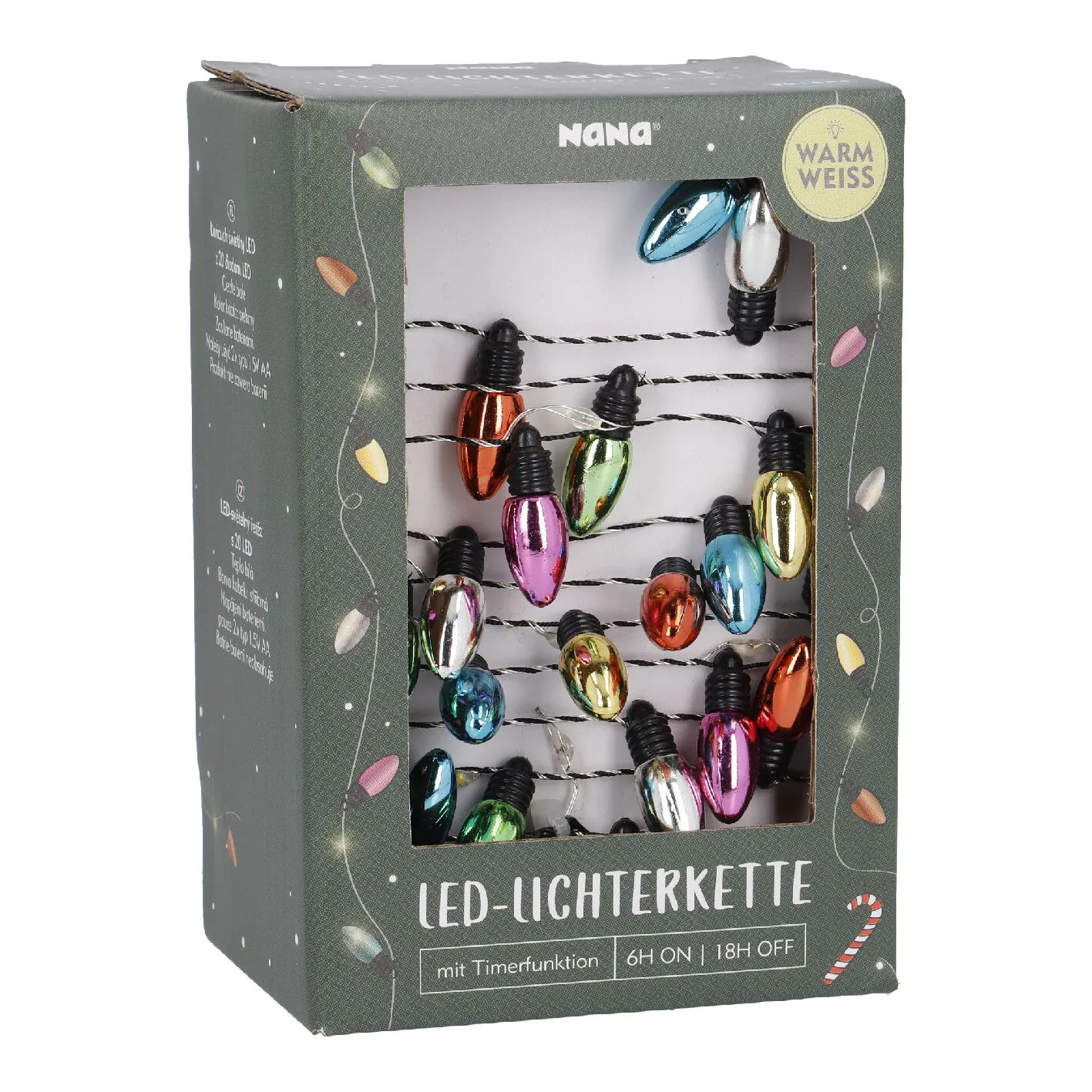 Lichterkette Glühbirne, bunt, 20er