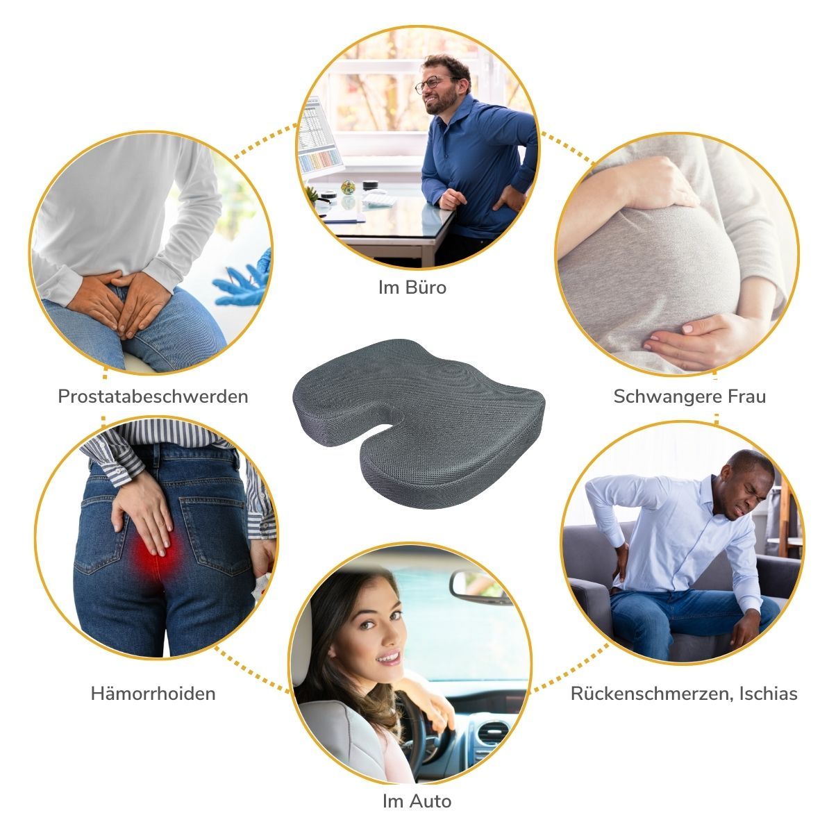 INPHYSIO U-förmiges Kokzyx-Kissen, Ergonomische Entlastung
