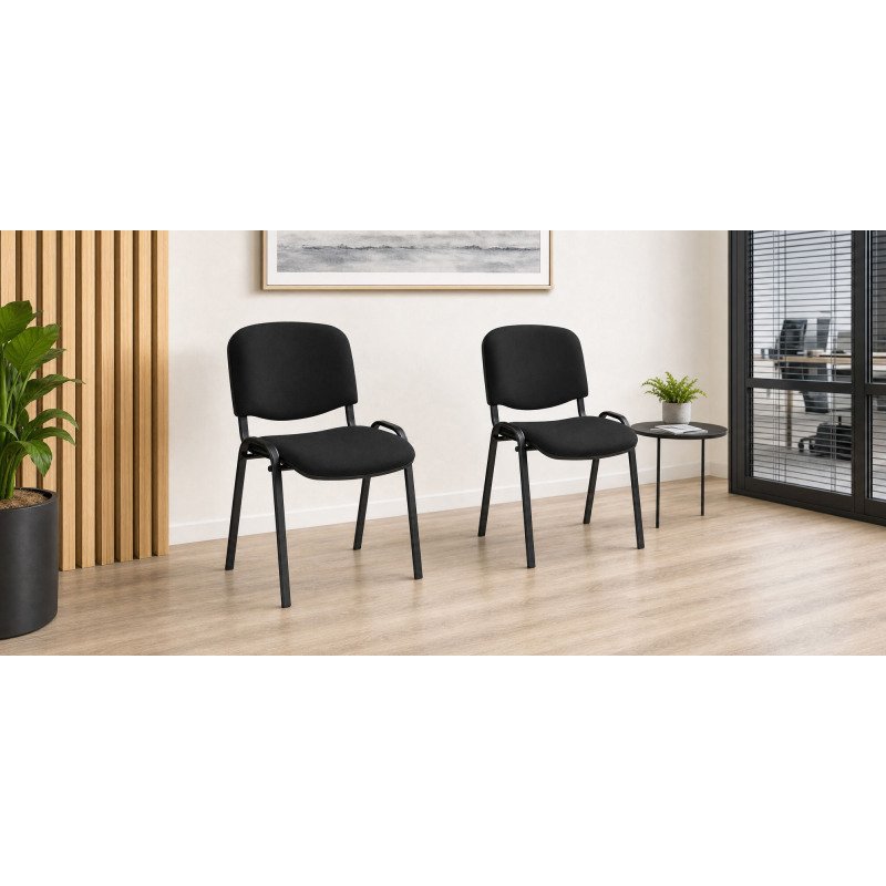 Chaise CONFÉRENCE tissu non feu noir - piétement noir