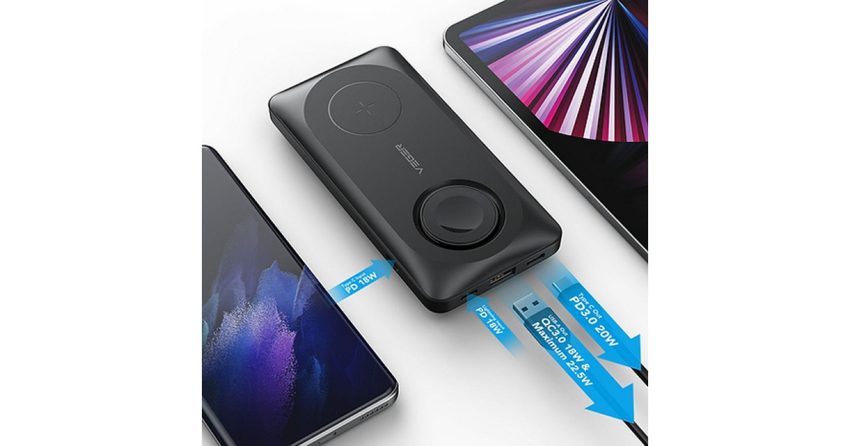VEGERMagMulti powerbank 10.000mAh  (Zwart, MagSafe- en Qi)