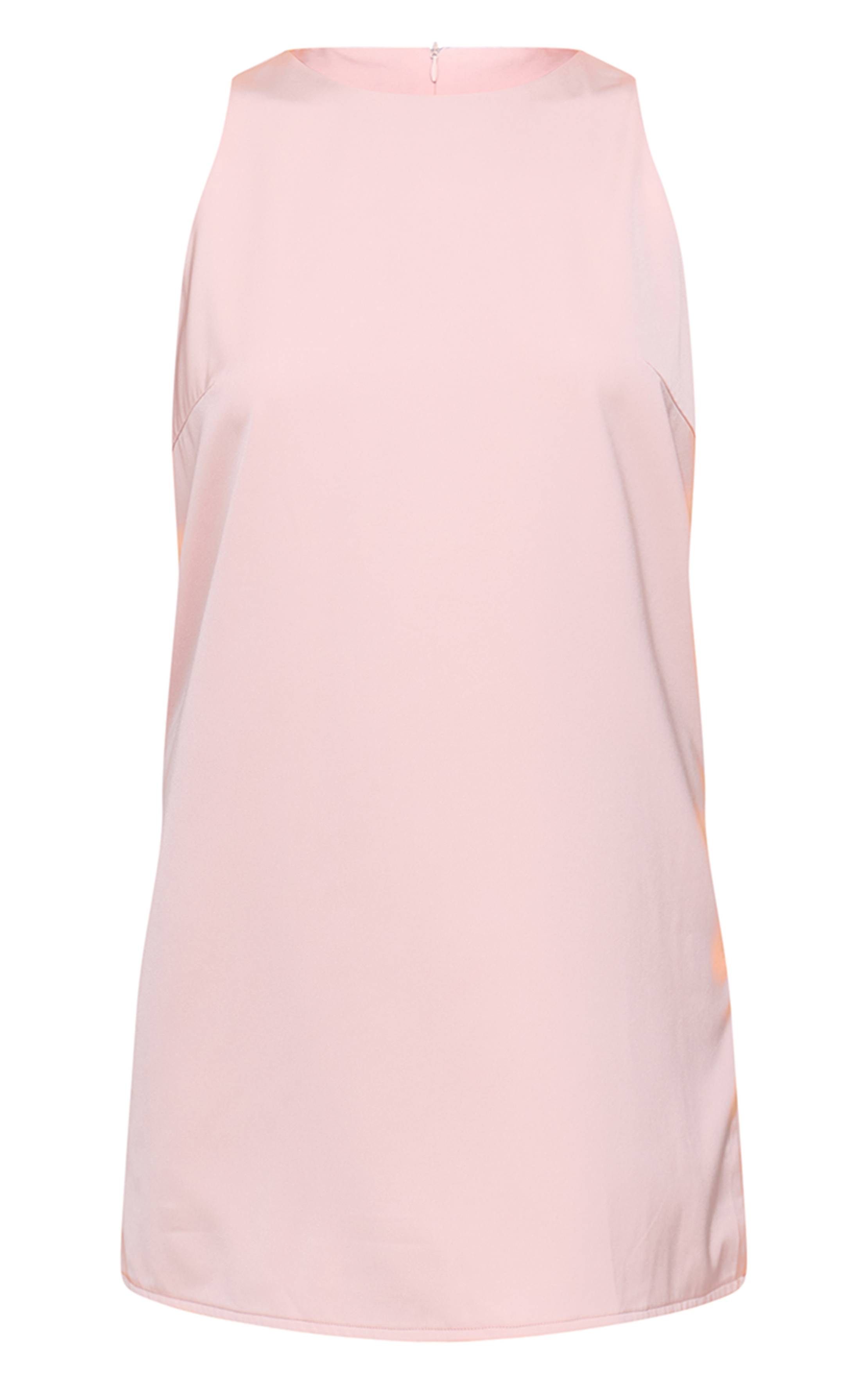 Rose Pâle Robe Droite Ajustée Sans Manches