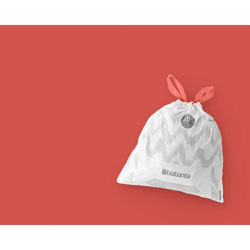 Sac poubelle 5 litres à liens coulissants Brabantia B blanc - 20 sacs