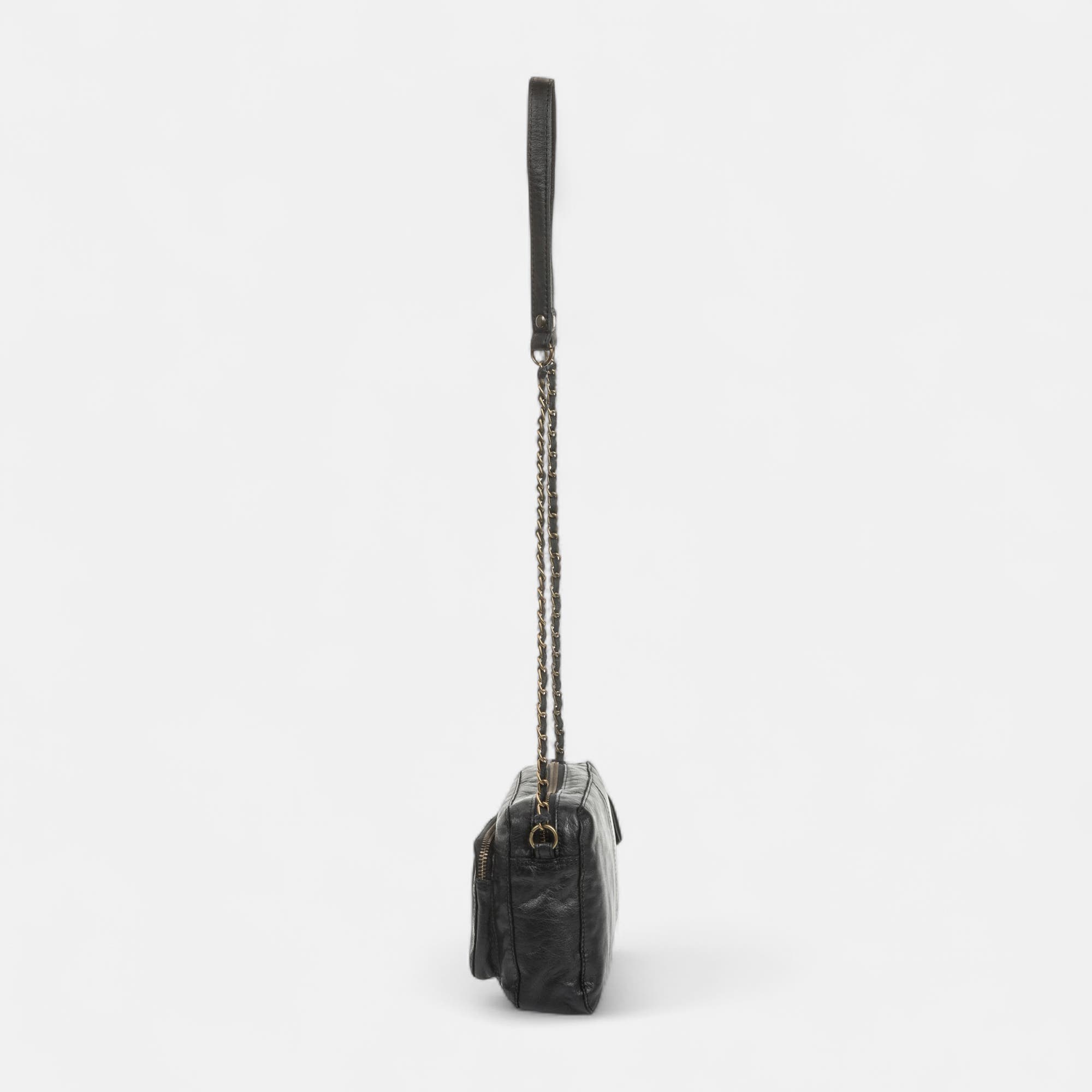 Sac bandoulière en cuir noir
