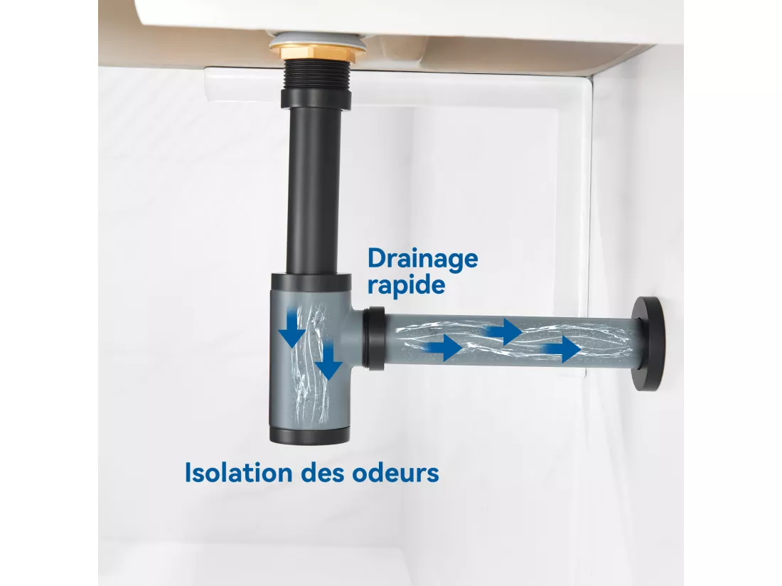 Auralum max Siphon lavabo design universel,tuyau d'évacuation normalisé 1 1/4