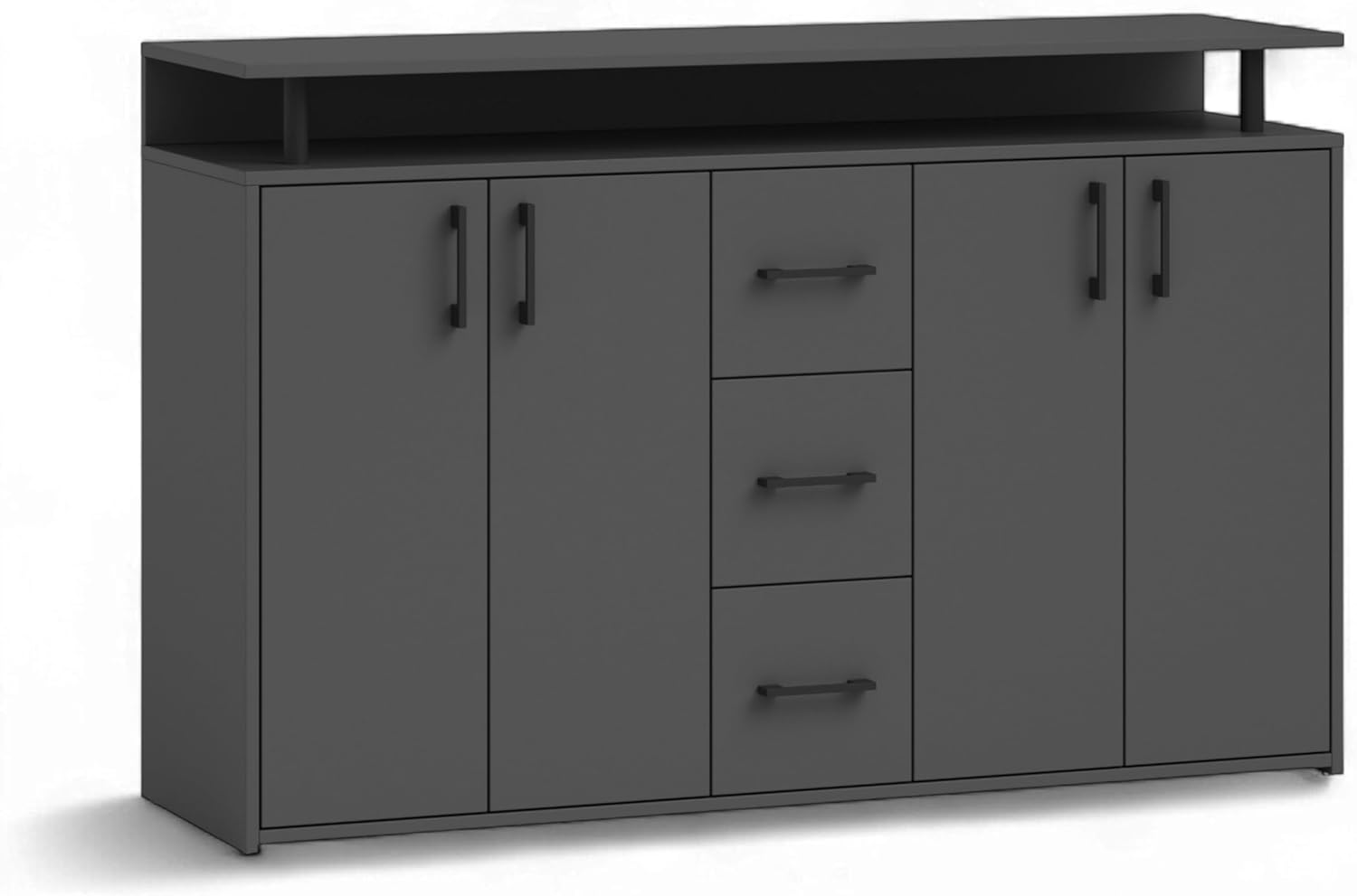 Drift Highboard mit Ablage in Anthrazit - Moderner Wohnzimmerschrank mit Schubladen und viel Stauraum für Ihren Wohnbereich - 139 x 90 x 34 cm (B/H/T)