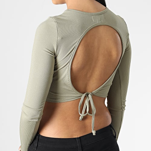 Top Manches Longues Crop Femme W33220KTO Vert Kaki