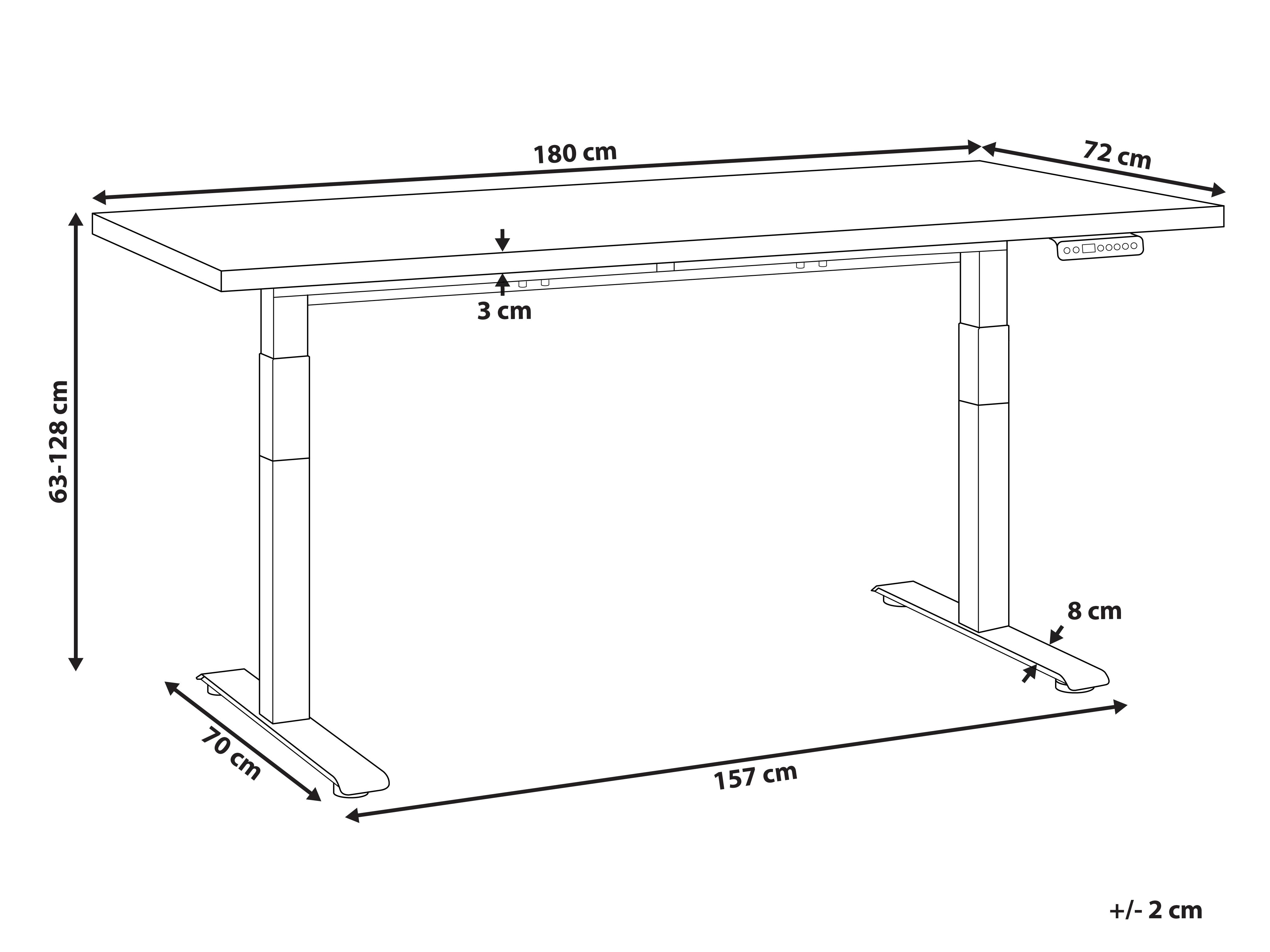 Elektrisch verstelbaar sta-bureau DESTINES Lichtbruin/wit 180 cm 72 cm