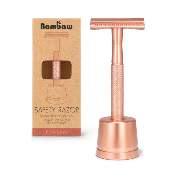 Bambaw Rasoir de Sureté en Métal avec Support - Noir 1 unité avec support
