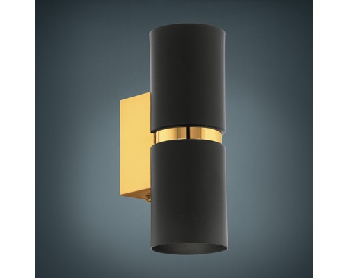 LED wandlamp 2x240 lm 3000 KH 17 cm Passa zwart/goud