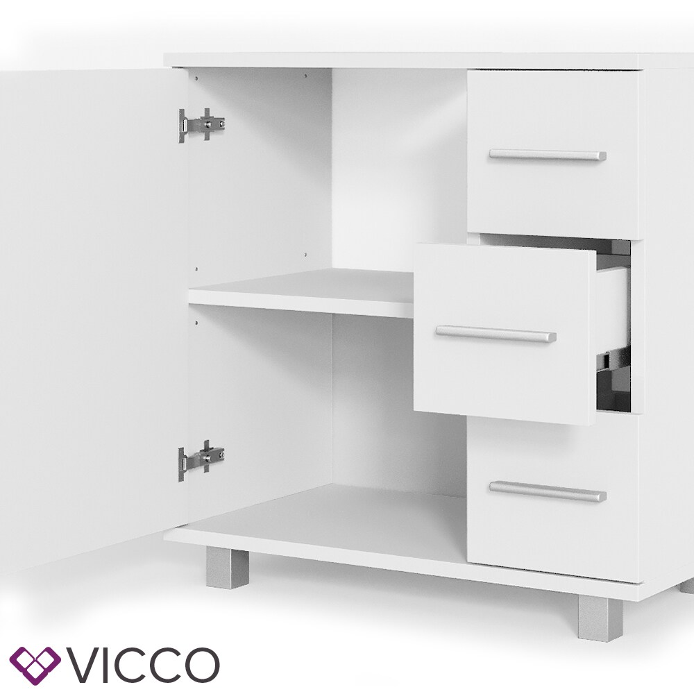 VICCO Badmöbel Set ILIAS Weiß - Bad Spiegel Kommode Unterschrank Badschrank