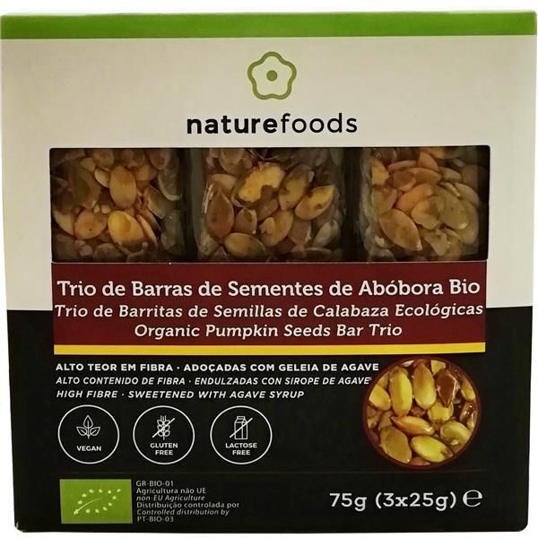 Trio De Barras De Sementes De Abóbora Bio Sem Glúten