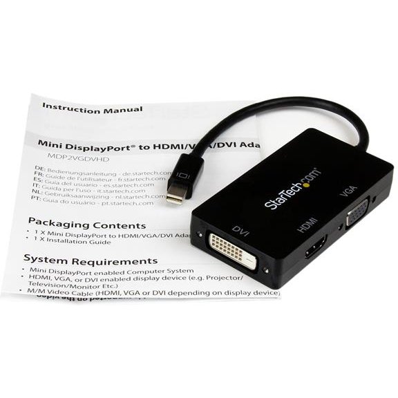 StarTech.com Adaptateur de voyage Mini DisplayPort vers VGA / DVI / HDMI - Convertisseur vidéo 3-en-1