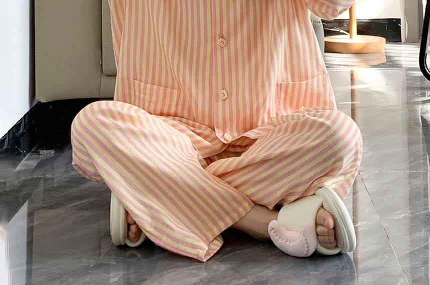 GOUB - Pyjamaset: top met lange mouwen en kraag + broek