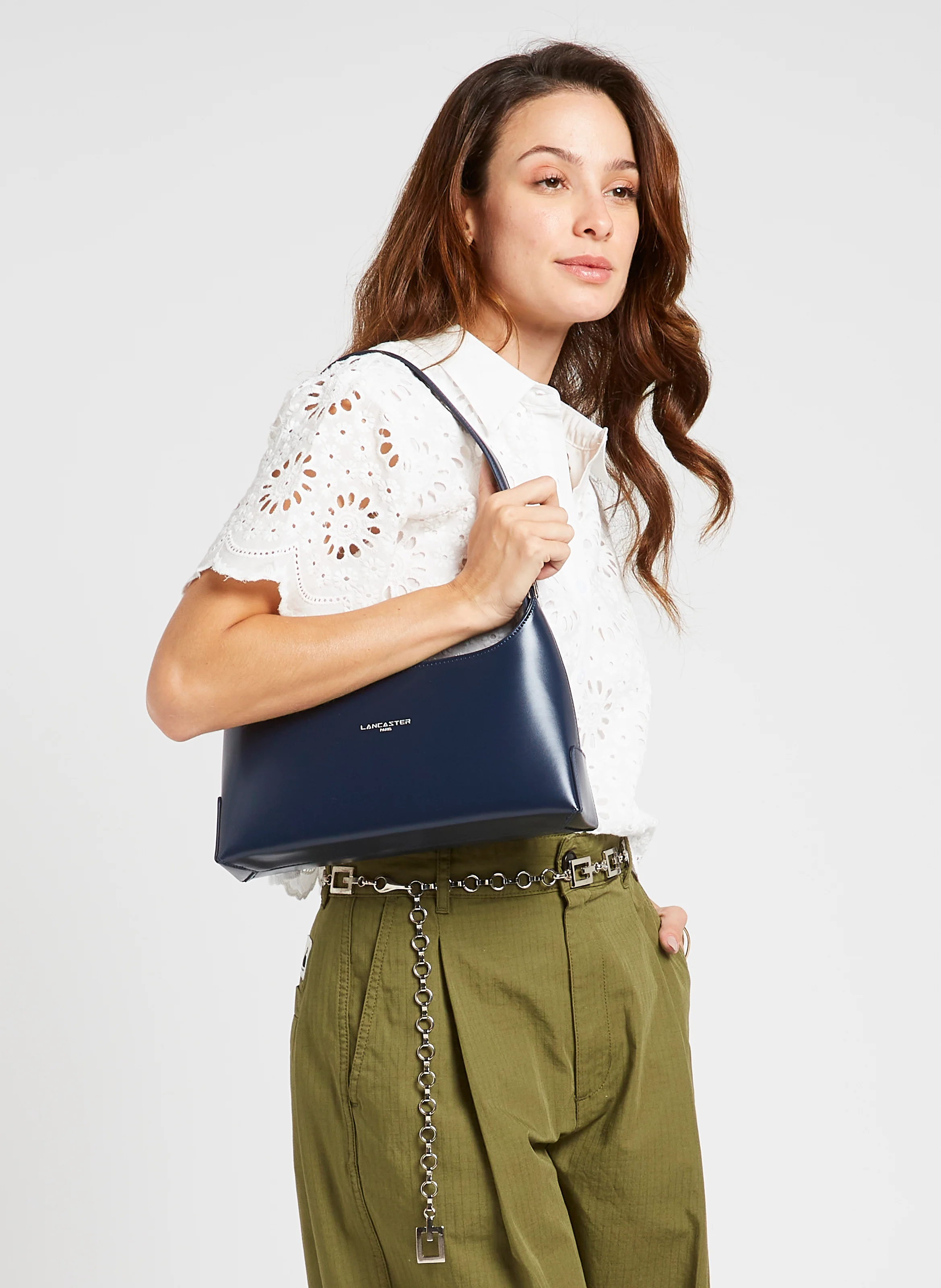 ACE - Sac Baguette zippé en cuir| Bleu