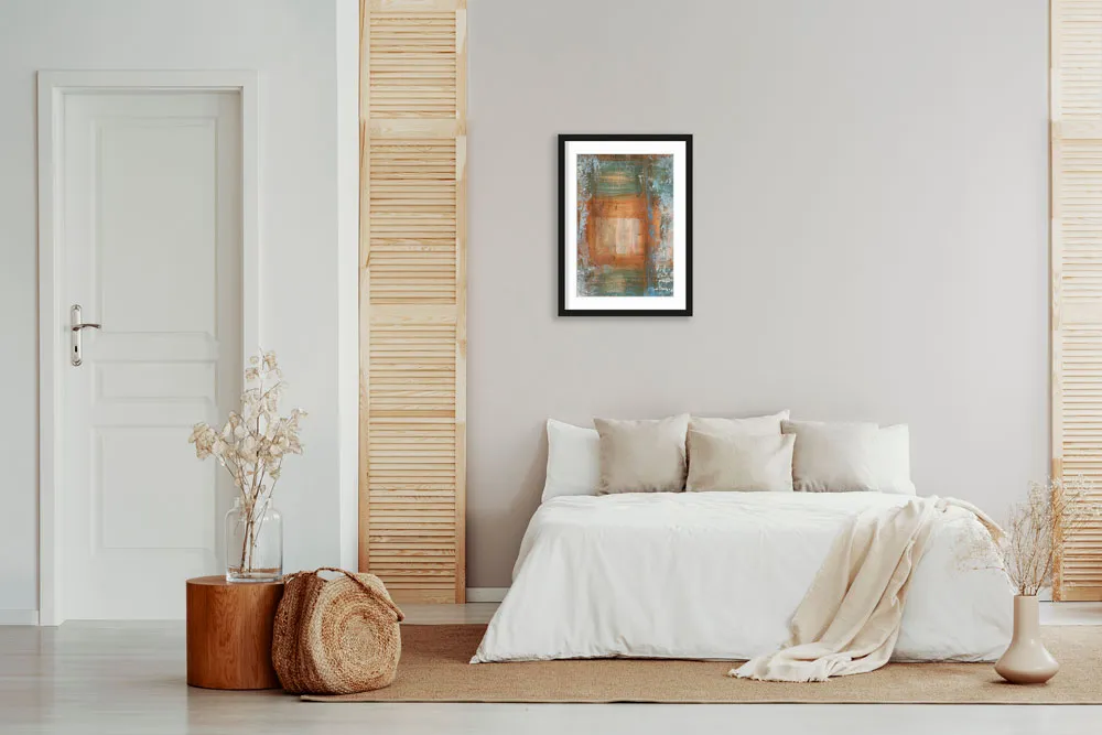 Art Print Blue Ocker Abstract