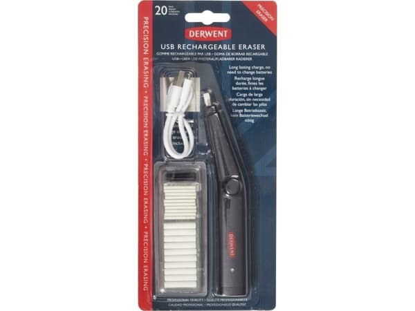 Derwent Elektrisk viskelæder USB Rechargeable, 2 diametre (refills = 604505)