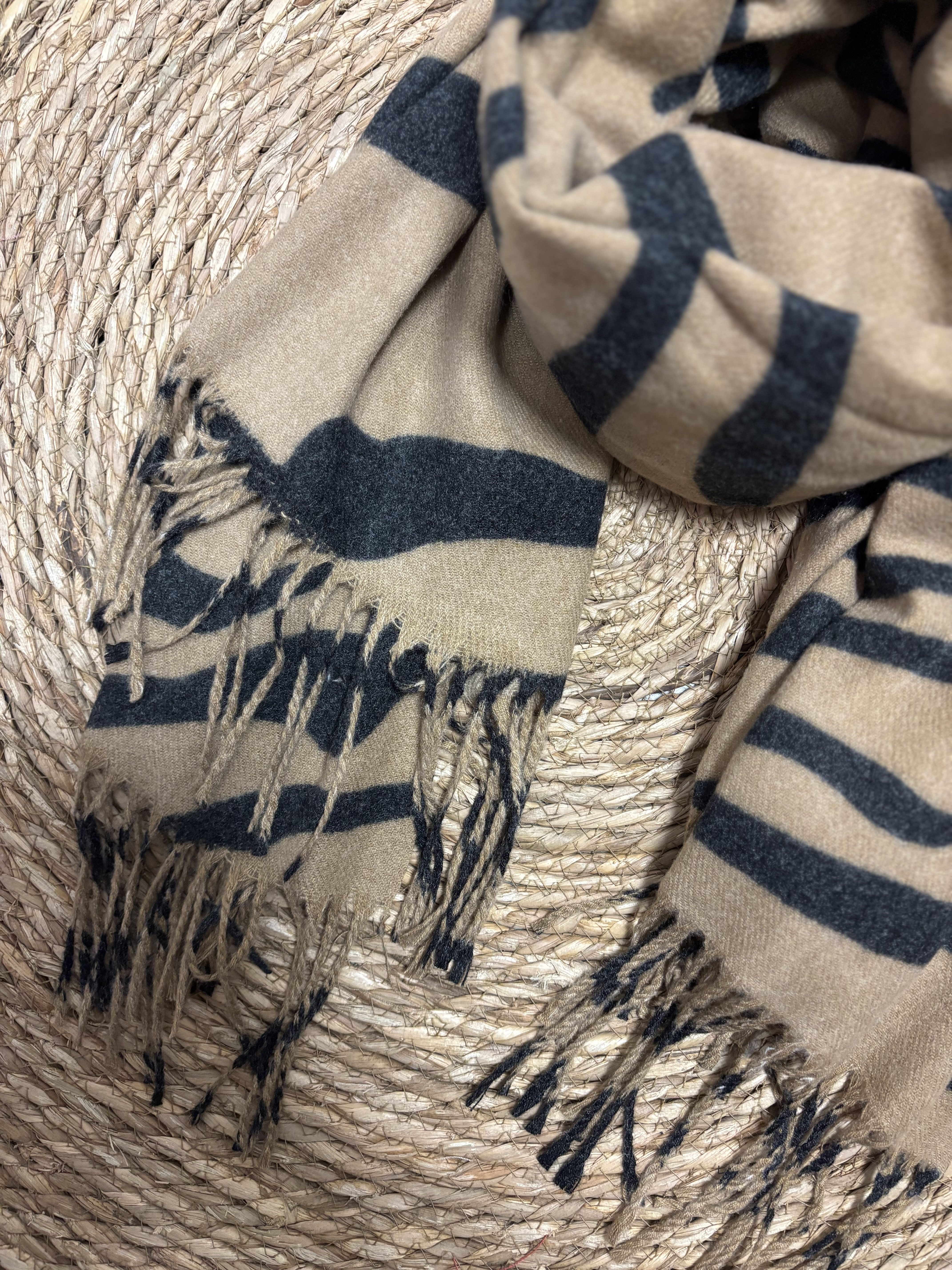 Zebra Sjaal - Zwart/Camel