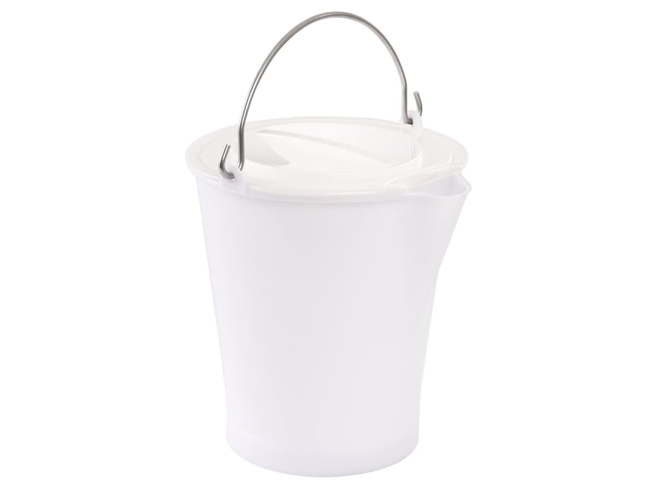 Seau rond 12 L (sans couvercle) - anse inox avec bec verseur - blanc - Gilac