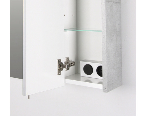Spiegelkast Möbelpartner Profil 70,5 x 16 x 72,3 cm steengrijs 3-deurs