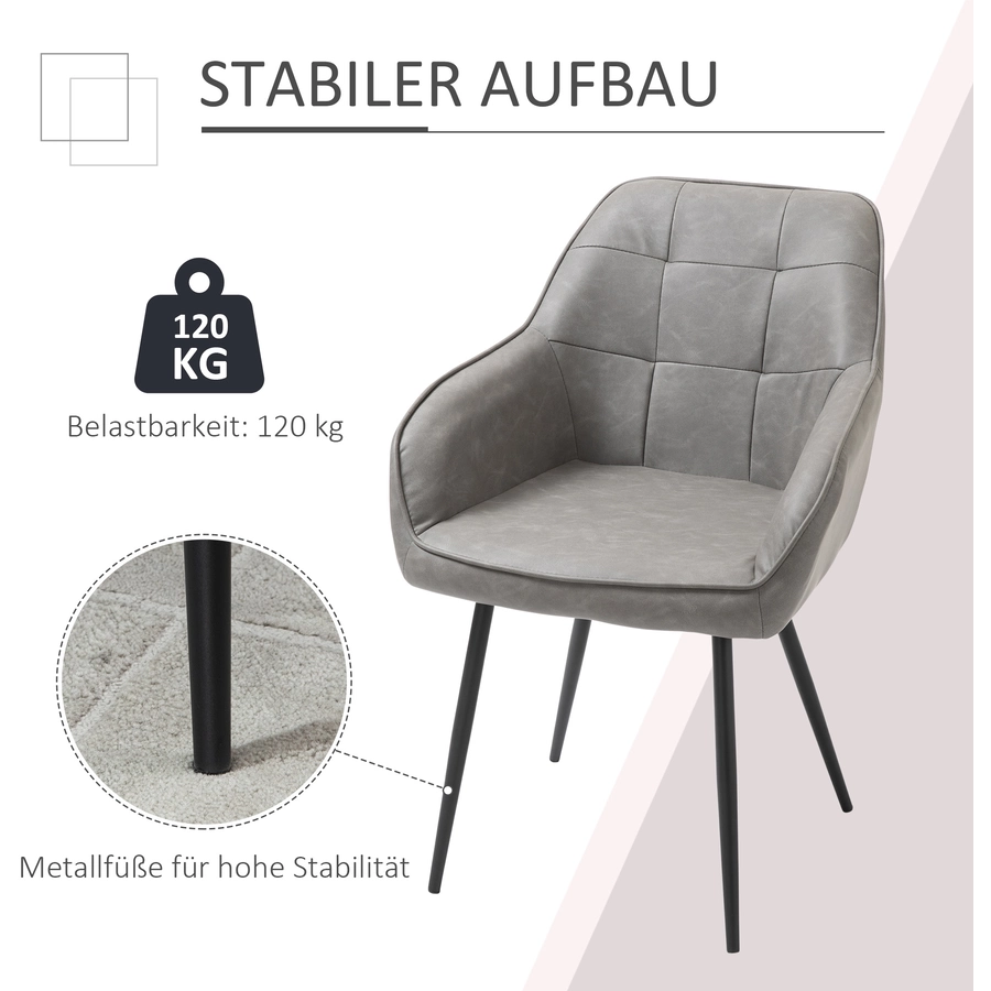 HOMCOM Stuhl Wannenförmiges Design, Robuste Metallbeine Grau