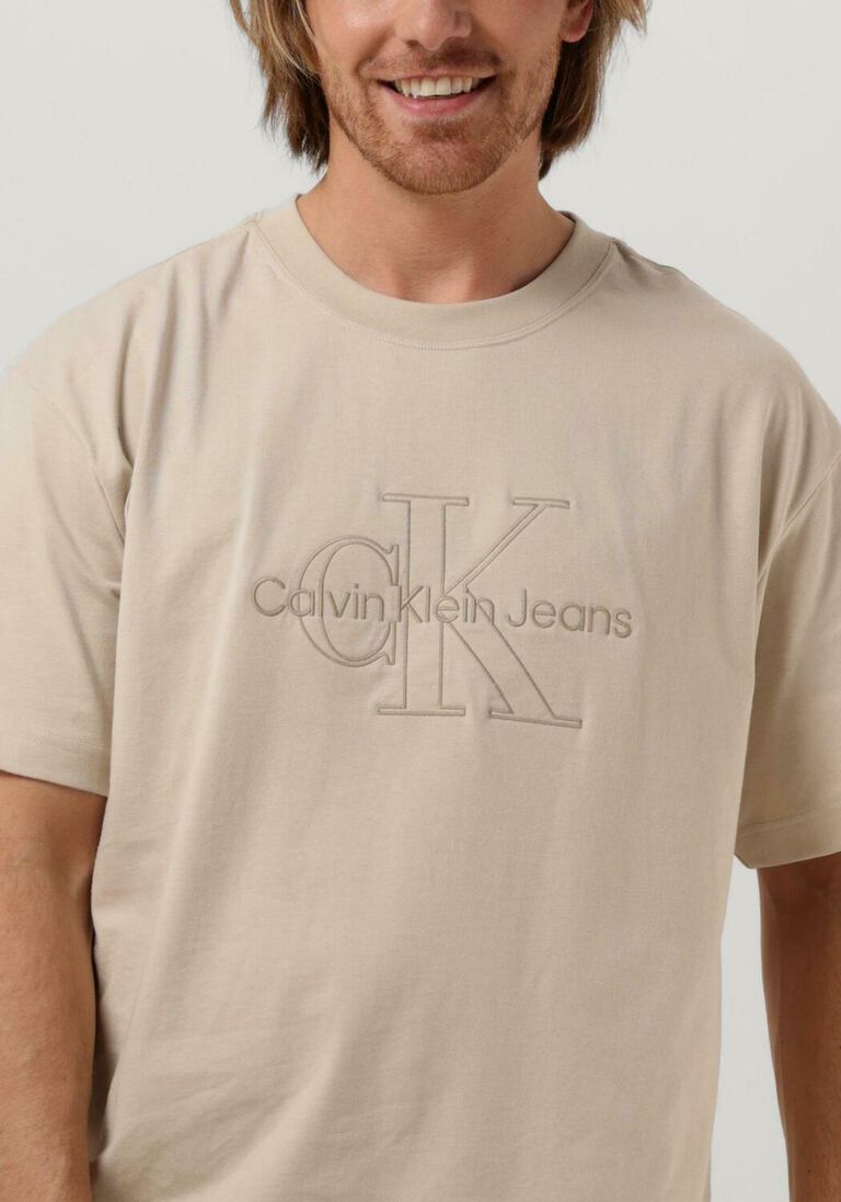 CALVIN KLEIN beige calvin klein t-shirt monologo washed tee