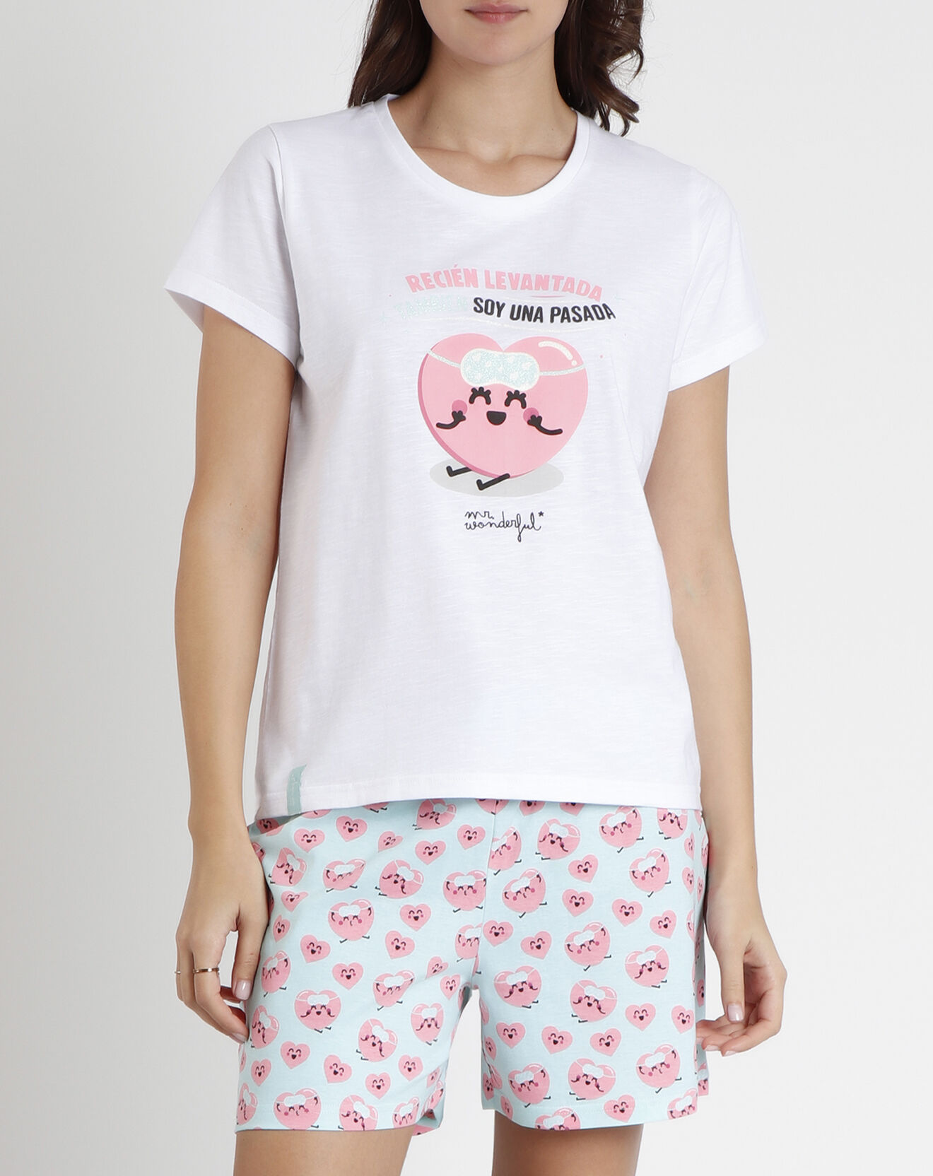 Mr Wonderful Pyjama T-Shirt & Short Isabeau blanc