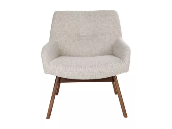 London - Fauteuil en tissu et pieds en bois naturel : Couleur - Ecru