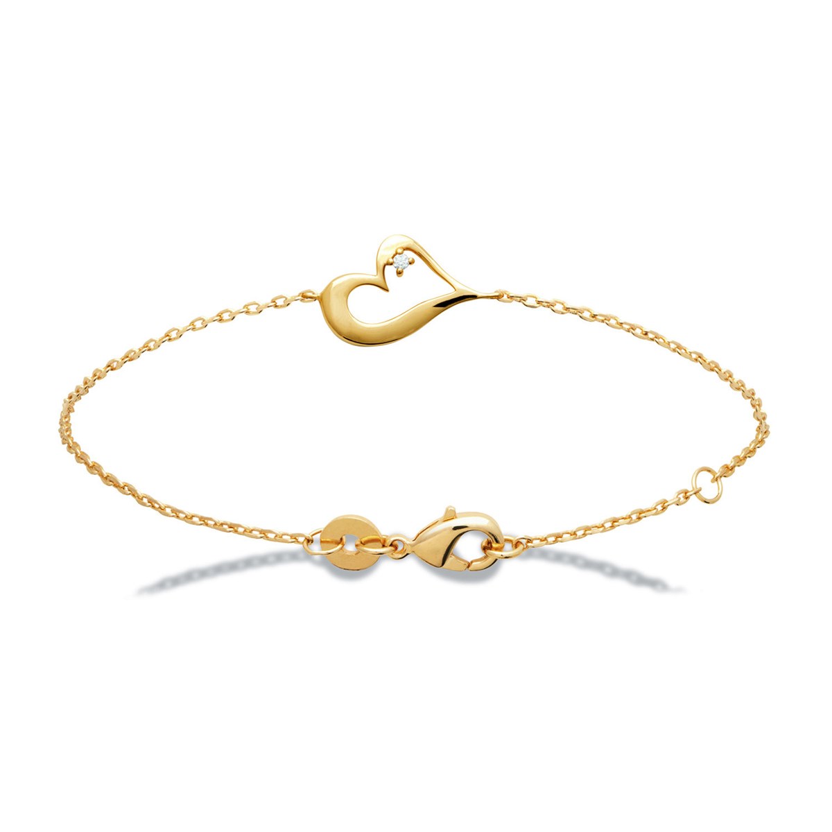 Bracelet Brillaxis coeur penché OZ plaqué or
