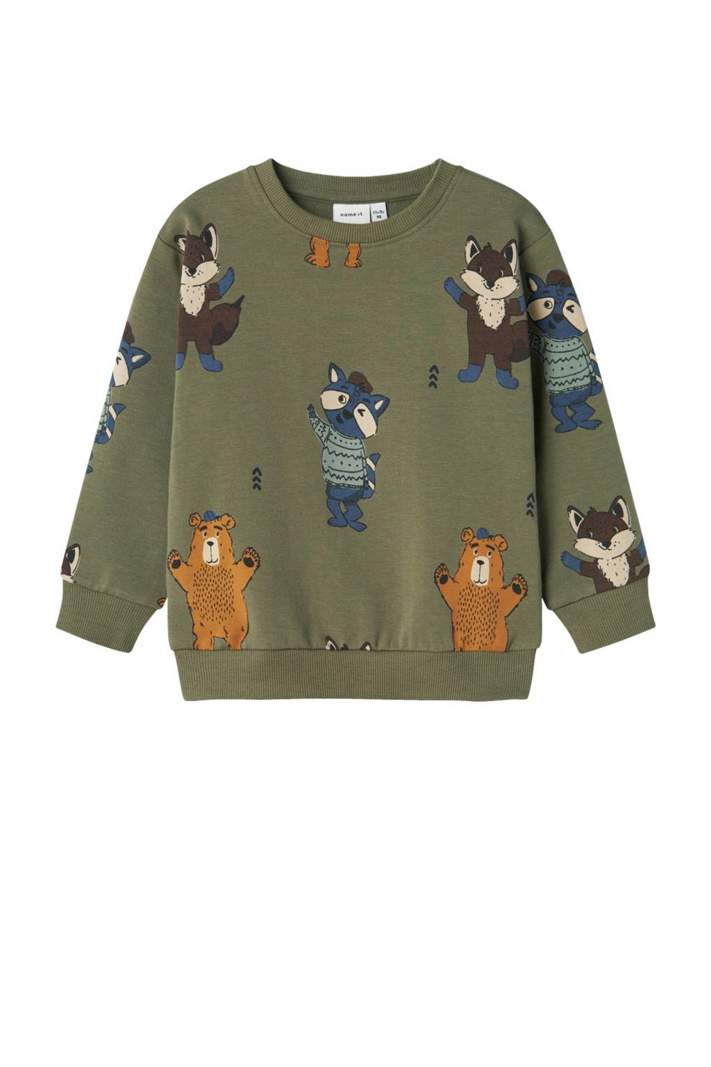 NAME IT sweater NMMOLANDER met all over print groen
