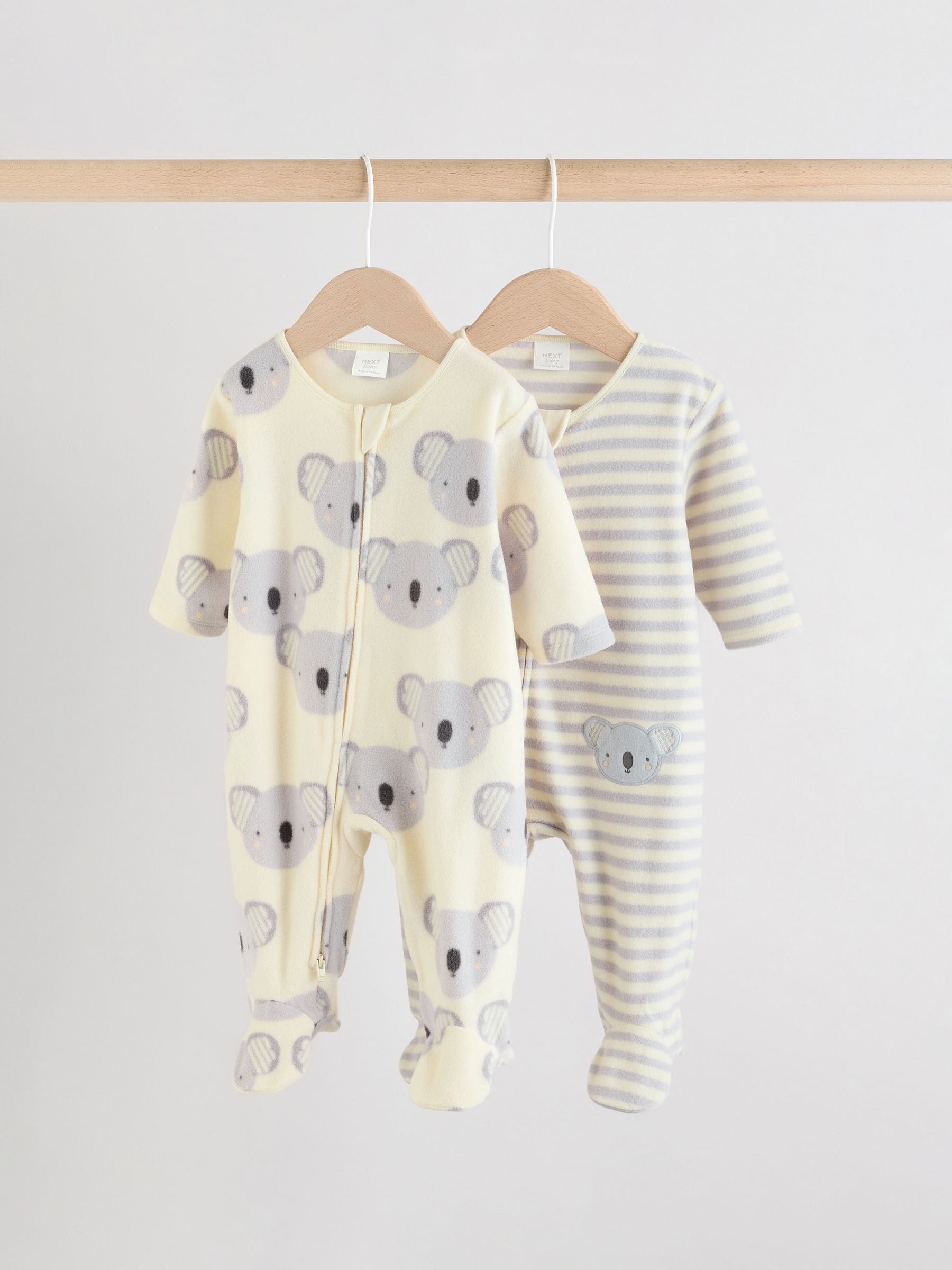 Grijs - Set van 2 baby-onesies van microfleece met tweewegrits