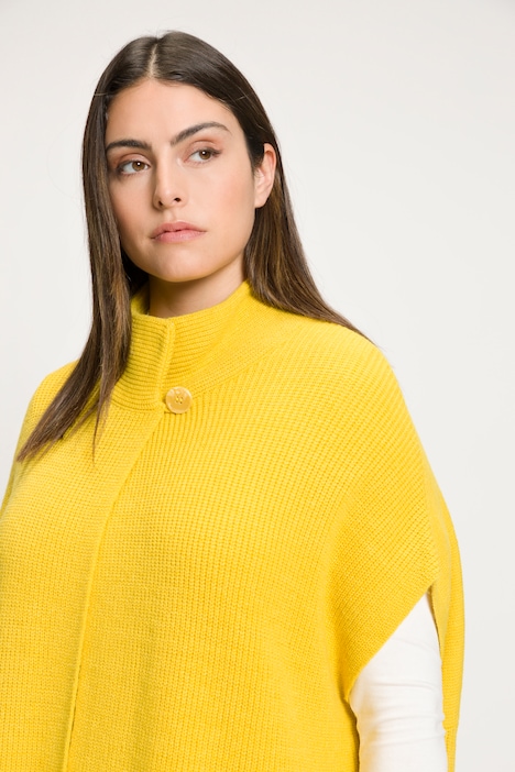 Strickjacke, weicher Patentstrick, Oversized, Stehkragen